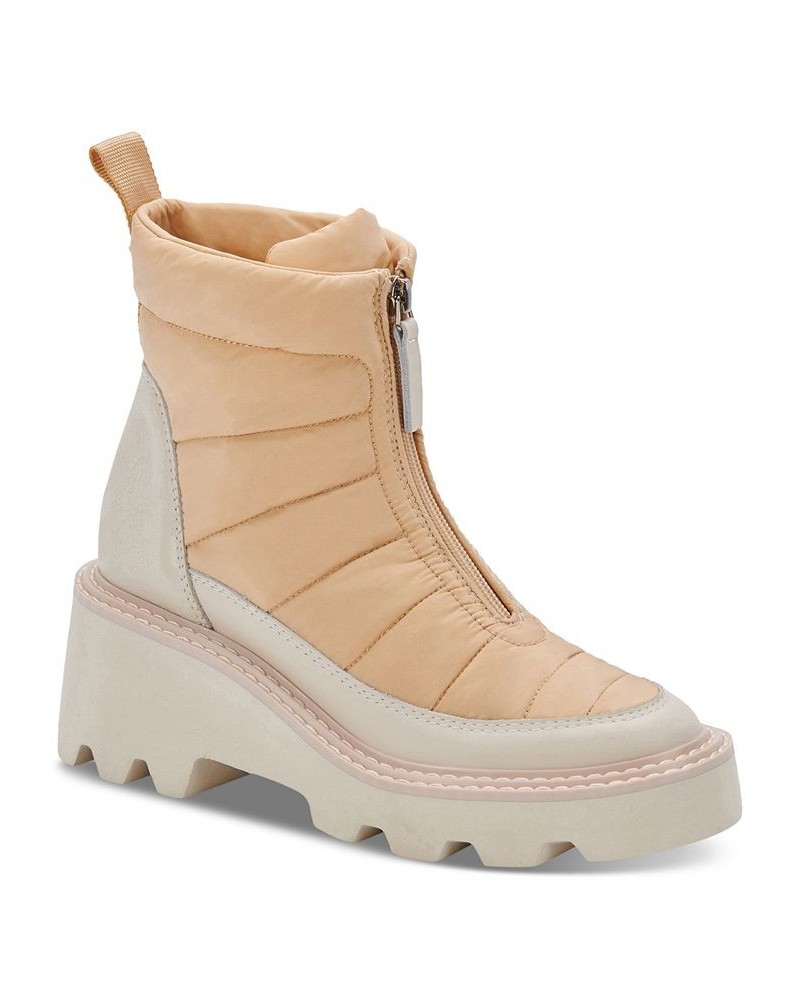 Women's Helki Nylon Lug Wedge Booties Pink $39.07 Shoes