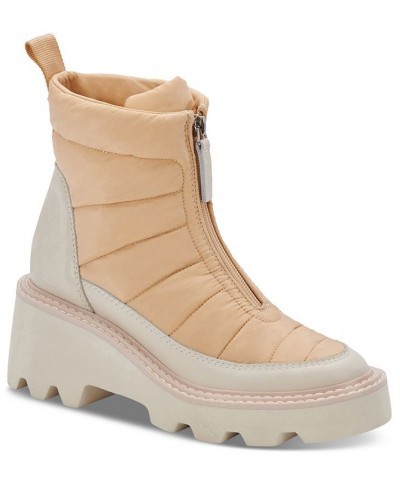 Women's Helki Nylon Lug Wedge Booties Pink $39.07 Shoes