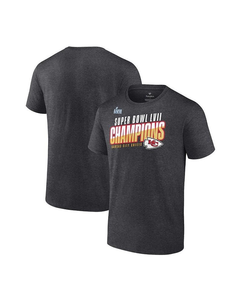 Men's Branded Heather Charcoal Kansas City Chiefs Super Bowl LVII Champions Victory Formation T-shirt $25.20 T-Shirts