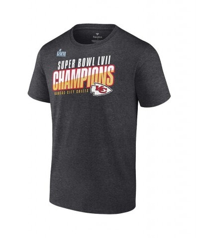 Men's Branded Heather Charcoal Kansas City Chiefs Super Bowl LVII Champions Victory Formation T-shirt $25.20 T-Shirts