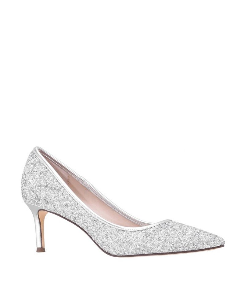 Women's Nelida Soft Crystal Glitter Pointed Toe Pump Gray $33.79 Shoes