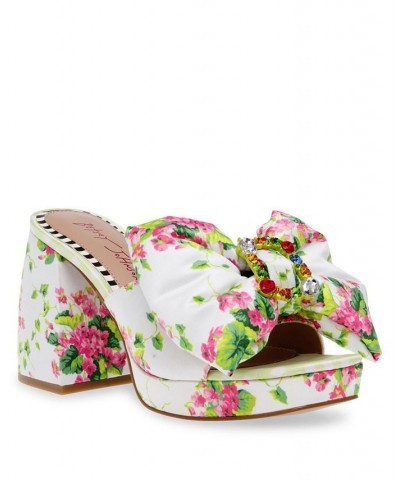 Women's Possie Large Bow Slip-on Platform Pumps White $37.06 Shoes