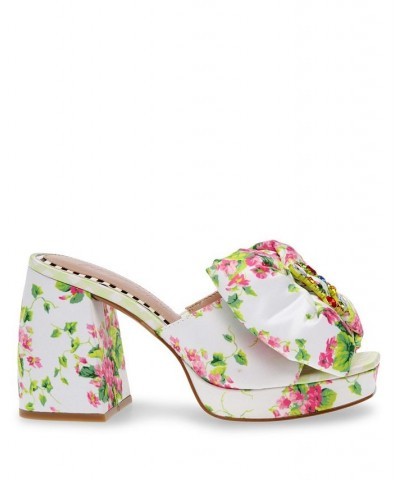 Women's Possie Large Bow Slip-on Platform Pumps White $37.06 Shoes