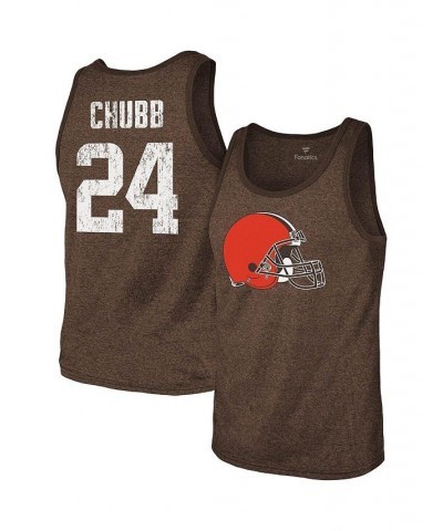 Men's Threads Nick Chubb Heathered Brown Cleveland Browns Name and Number Tri-Blend Tank Top $25.38 T-Shirts