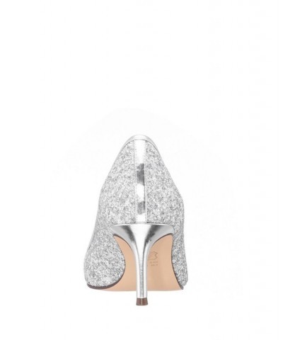 Women's Nelida Soft Crystal Glitter Pointed Toe Pump Gray $33.79 Shoes