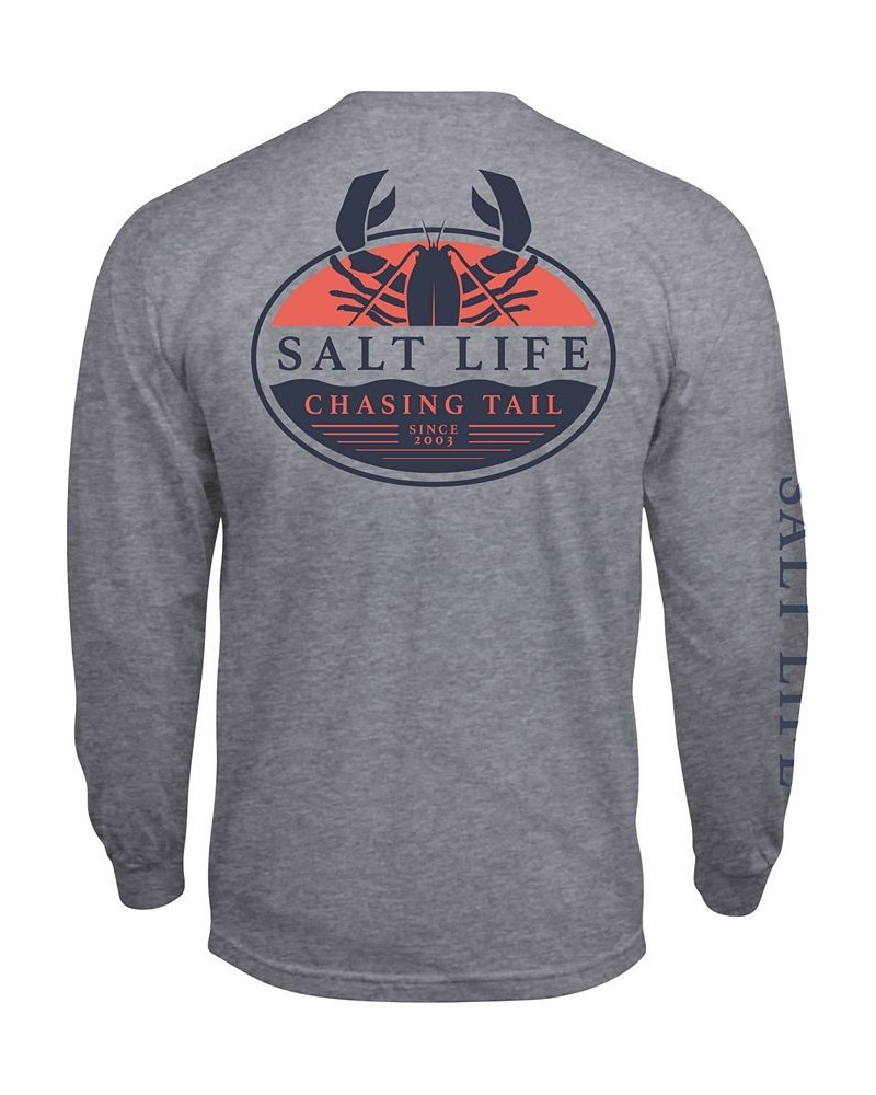 Men's Salt Life Lobster Tailin Graphic Long-Sleeve T-Shirt Gray $15.96 T-Shirts