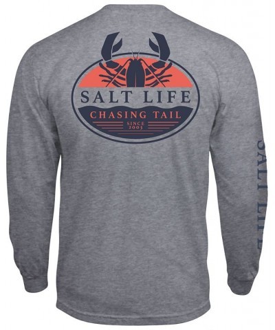 Men's Salt Life Lobster Tailin Graphic Long-Sleeve T-Shirt Gray $15.96 T-Shirts