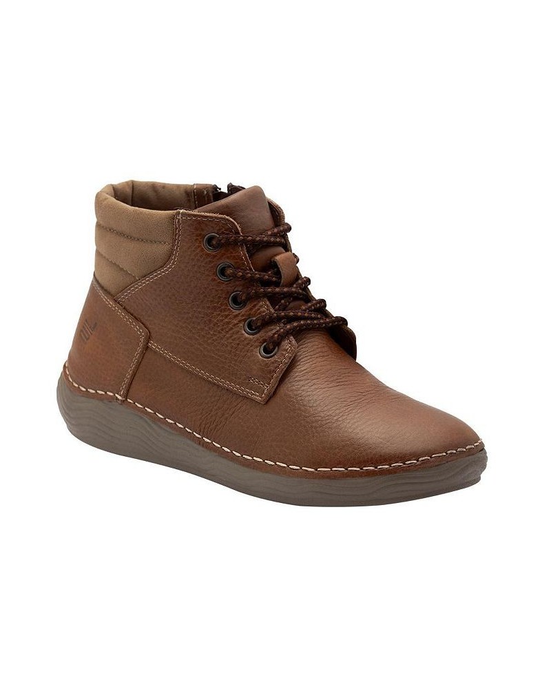 Women's Light Brown Premium Leather Booties, Handmade Unique Shoes With Side Zipper And Laces Closure, Camel 5060 $48.45 Shoes