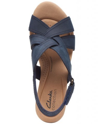 Women's Rose Erin Woven-Strap Wedge Sandals Blue $42.51 Shoes