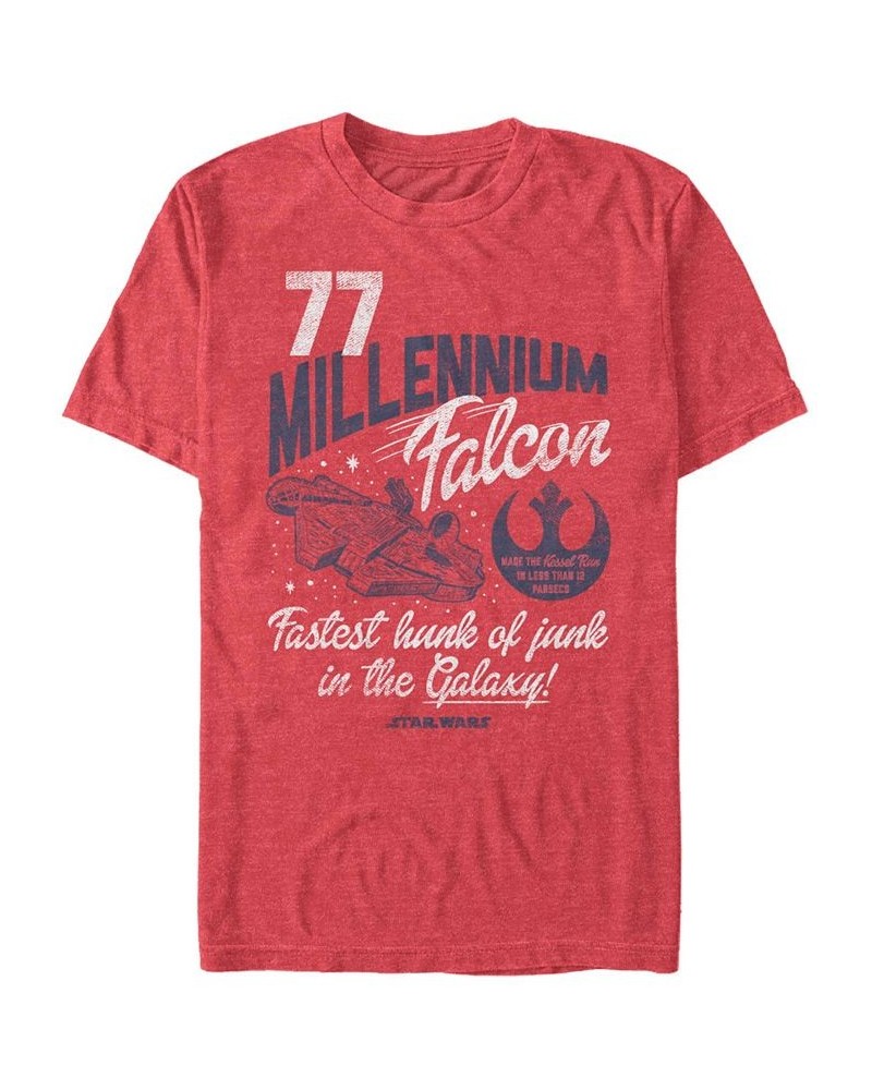 Men's Star Wars Millennium Falcon Fly Retro Short Sleeve T-shirt Red $19.24 T-Shirts