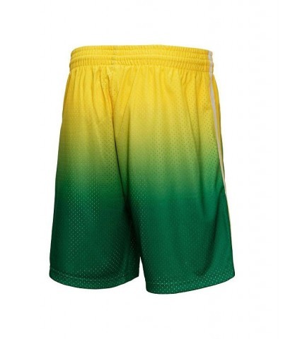 Men's Yellow and Green Seattle SuperSonics 1994/95 Hardwood Classics Fadeaway Reload 3.0 Swingman Shorts $44.10 Shorts