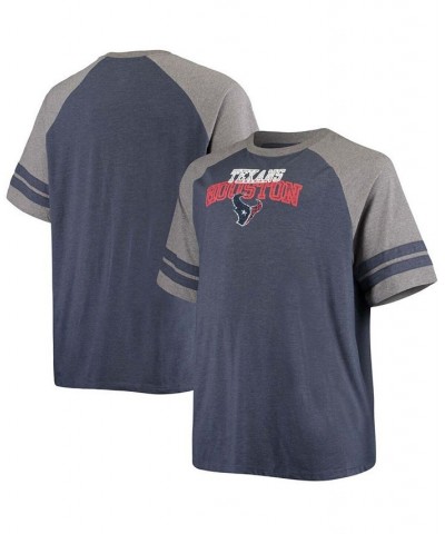 Men's Big and Tall Navy, Heathered Gray Houston Texans Two-Stripe Tri-Blend Raglan T-shirt $18.80 T-Shirts