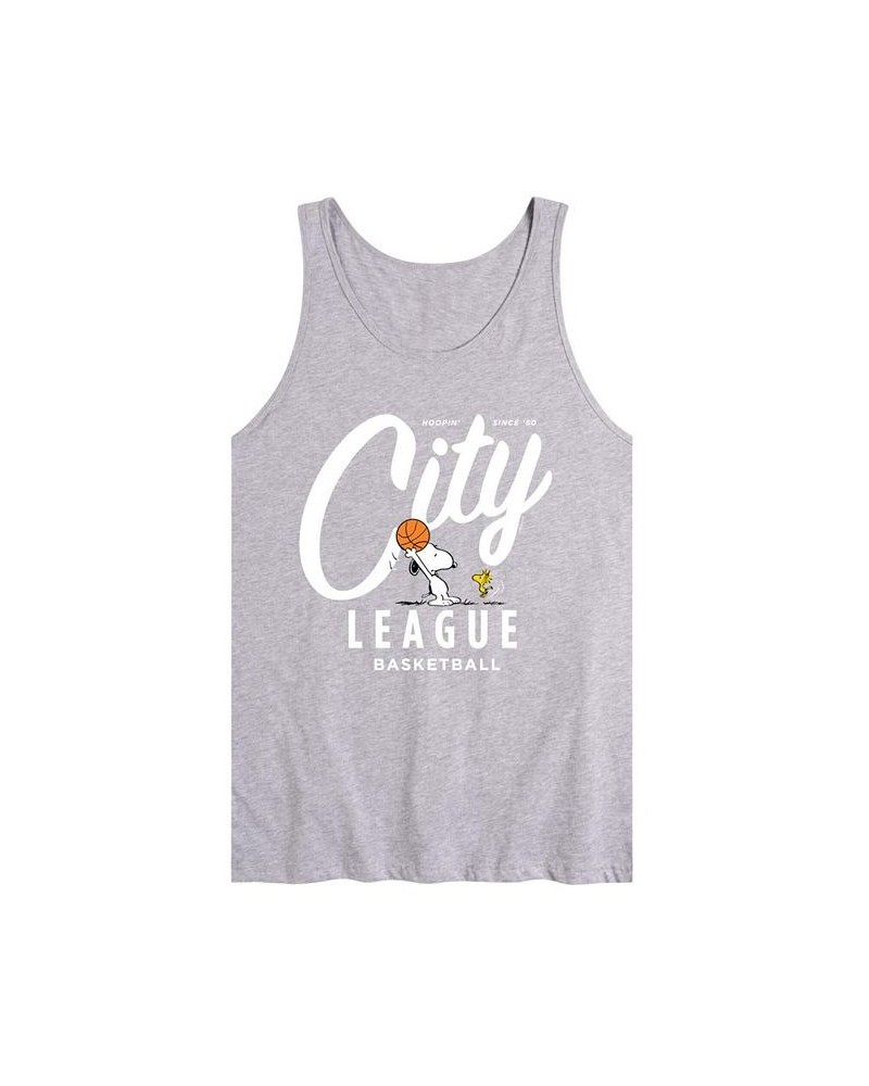 Men's Peanuts City League Tank Gray $19.94 T-Shirts