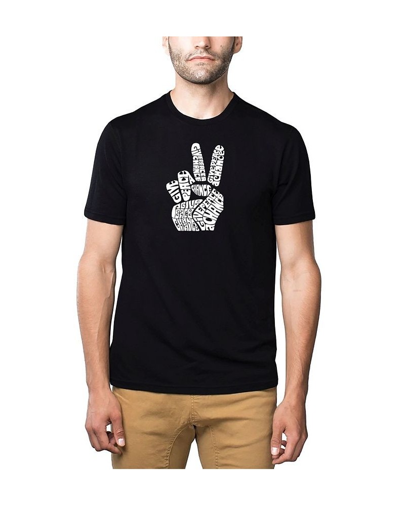 Men's Premium Word Art T-Shirt - Peace Fingers Black $22.50 T-Shirts