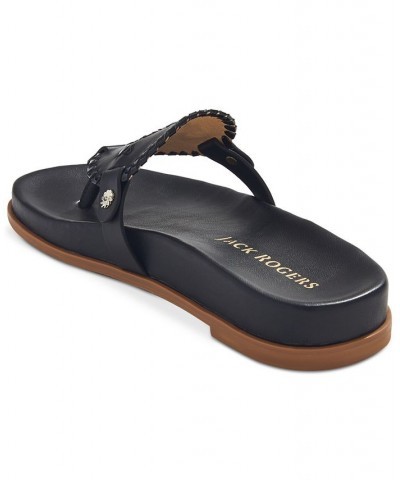 Women's Collins Slip-On Flat Sandals Black Leather $55.20 Shoes