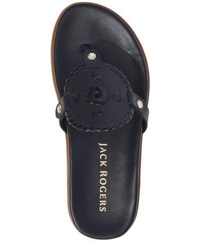 Women's Collins Slip-On Flat Sandals Black Leather $55.20 Shoes