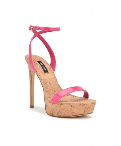 Women's Gracey Stiletto Platform Dress Sandals Pink $45.15 Shoes