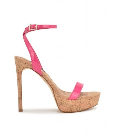 Women's Gracey Stiletto Platform Dress Sandals Pink $45.15 Shoes