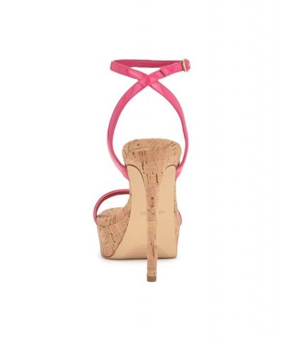 Women's Gracey Stiletto Platform Dress Sandals Pink $45.15 Shoes