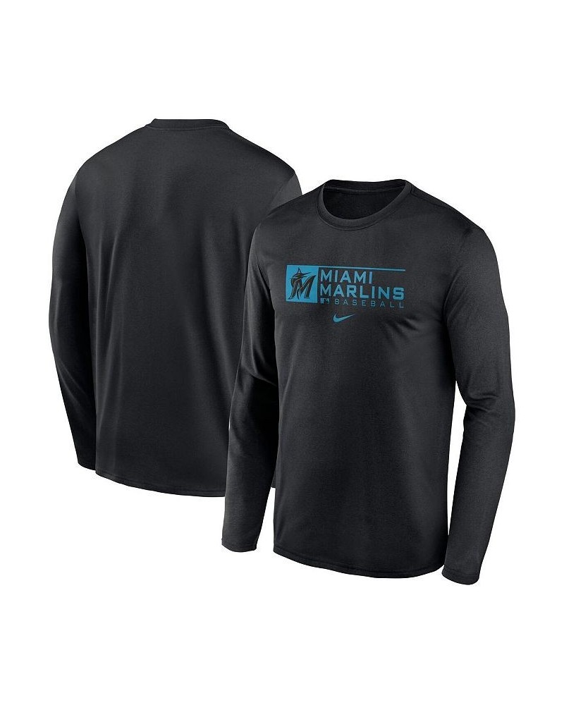 Men's Black Miami Marlins Authentic Collection Performance Long Sleeve T-shirt $22.00 T-Shirts