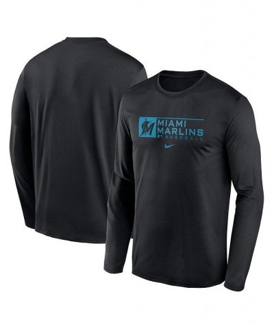 Men's Black Miami Marlins Authentic Collection Performance Long Sleeve T-shirt $22.00 T-Shirts