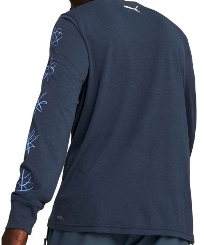 Men's Graphic-Print Long-Sleeve T-Shirt Blue $22.00 T-Shirts