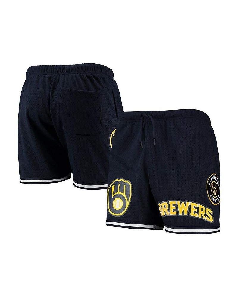 Men's Navy Milwaukee Brewers Logo Mesh Shorts $37.40 Shorts