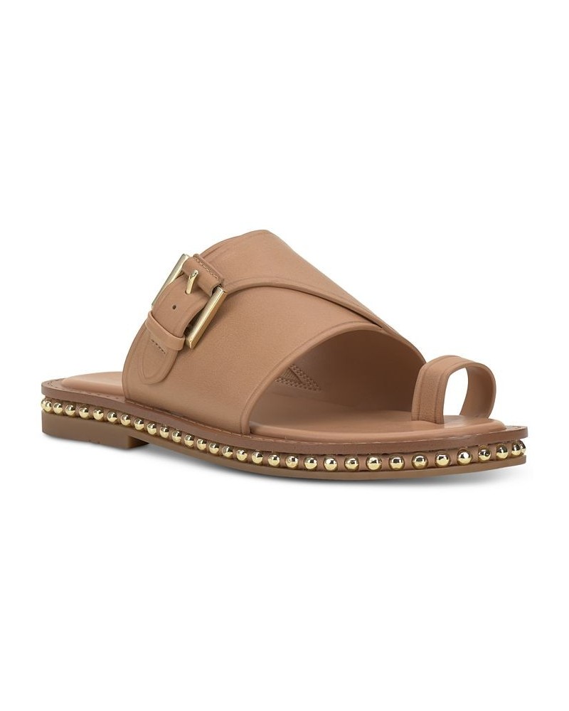 Cooliann Hooded Thong Flat Sandals Tan/Beige $45.15 Shoes