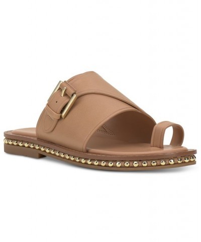 Cooliann Hooded Thong Flat Sandals Tan/Beige $45.15 Shoes