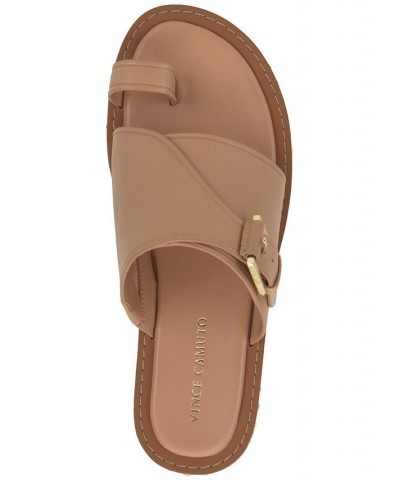 Cooliann Hooded Thong Flat Sandals Tan/Beige $45.15 Shoes