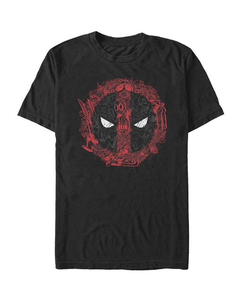 Men's Deadpool Icons Short Sleeve Crew T-shirt Black $15.40 T-Shirts