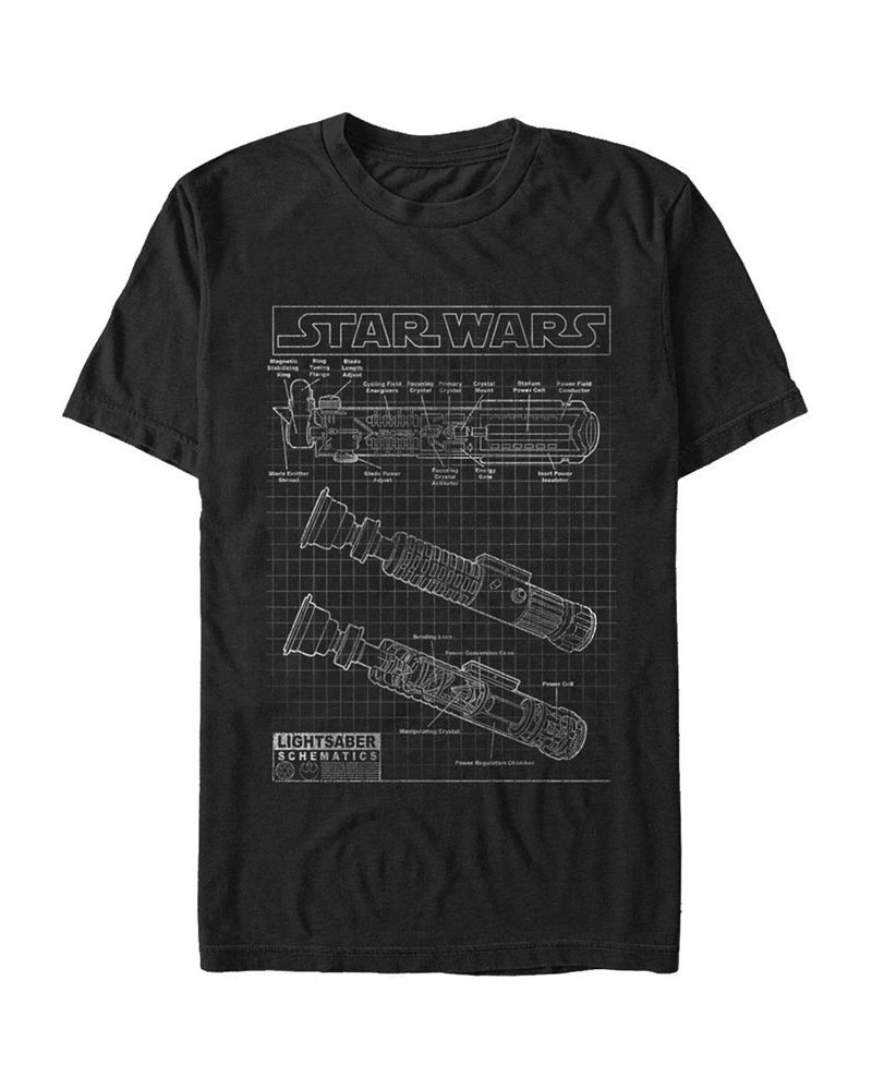 Star Wars Men's Classic Lightsaber Schematics Short Sleeve T-Shirt Black $20.64 T-Shirts