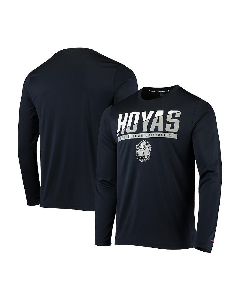 Men's Navy Georgetown Hoyas Wordmark Slash Long Sleeve T-shirt $21.15 T-Shirts