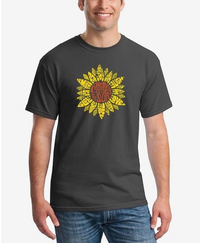 Men's Sunflower Word Art Short Sleeve T-shirt Gray $18.54 T-Shirts