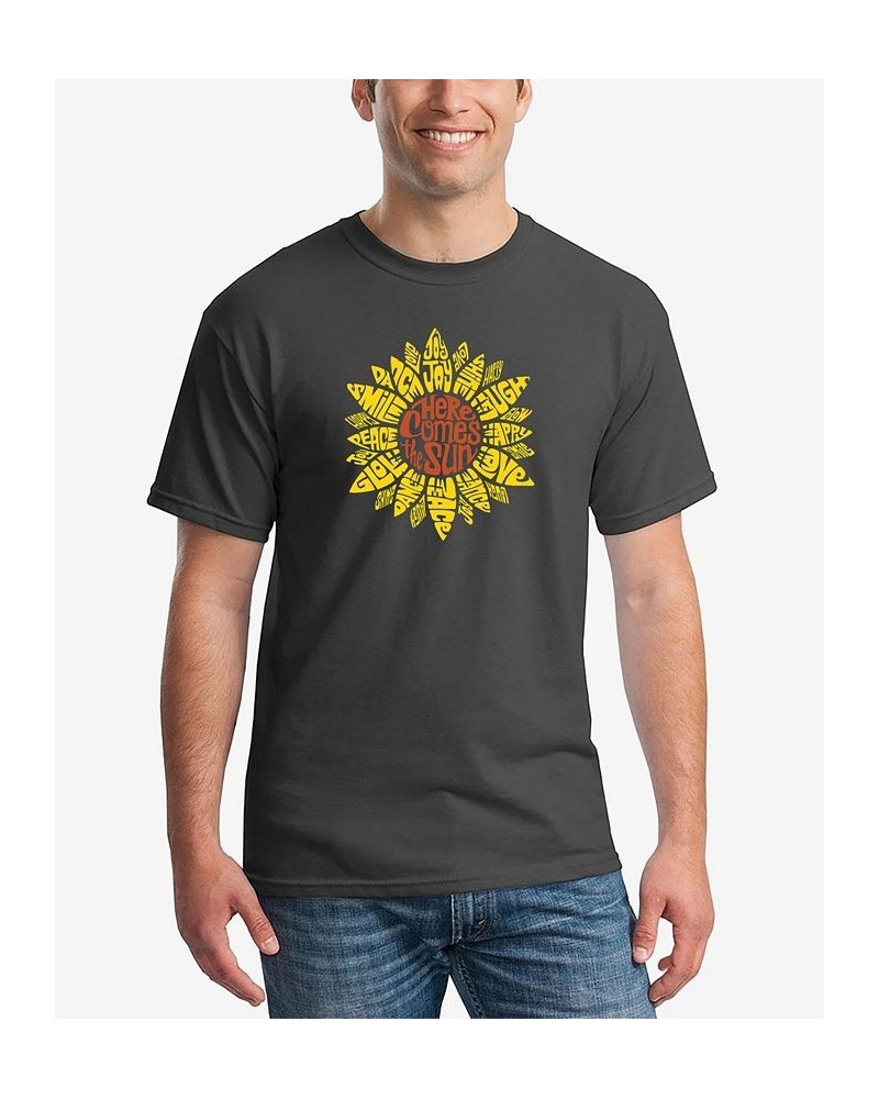 Men's Sunflower Word Art Short Sleeve T-shirt Gray $18.54 T-Shirts