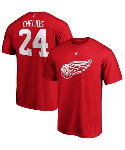 Men's Chris Chelios Red Detroit Red Wings Authentic Stack Retired Player Name and Number T-shirt $18.35 T-Shirts