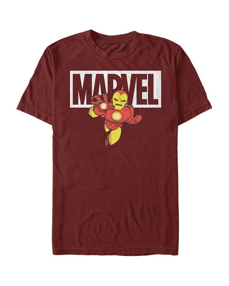 Marvel Men's Classic Iron Man Cartoon Brick Logo, Short Sleeve T-Shirt Red $20.64 T-Shirts