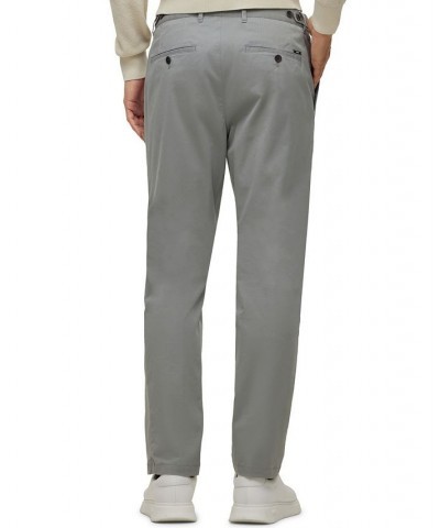 BOSS Men's Slim-Fit Stretch Cotton Trousers Silver $76.96 Pants