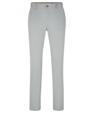 BOSS Men's Slim-Fit Stretch Cotton Trousers Silver $76.96 Pants