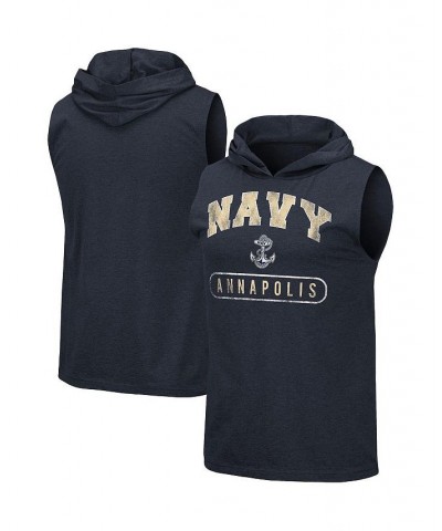 Men's Heathered Navy Midshipmen Varsity Hoodie Tank Top $16.40 T-Shirts