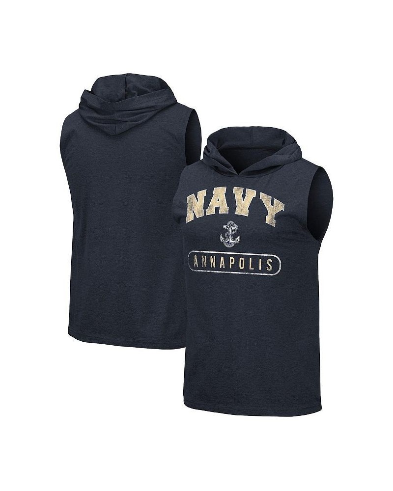 Men's Heathered Navy Midshipmen Varsity Hoodie Tank Top $16.40 T-Shirts