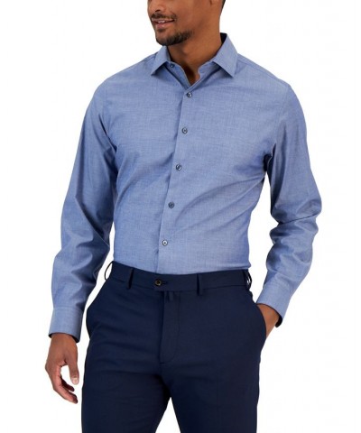 Men's Slim Fit Chambray Dress Shirt Blue $43.20 Dress Shirts