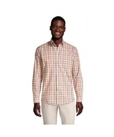 Men's Traditional Fit No Iron Twill Shirt Orange $39.18 Dress Shirts