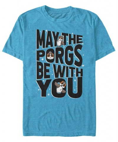 Star Wars Men's Episode 8 May The Porgs Be With You Short Sleeve T-Shirt Blue $14.70 T-Shirts