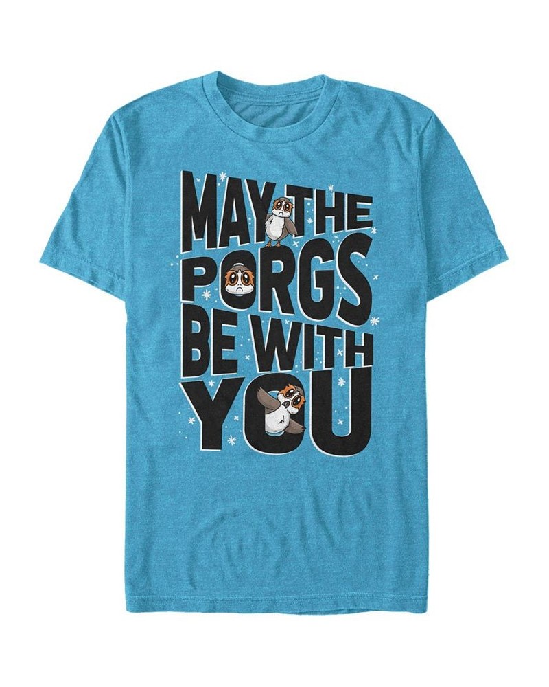 Star Wars Men's Episode 8 May The Porgs Be With You Short Sleeve T-Shirt Blue $14.70 T-Shirts