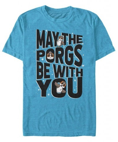 Star Wars Men's Episode 8 May The Porgs Be With You Short Sleeve T-Shirt Blue $14.70 T-Shirts