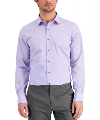 Men's Slim Fit Stripe Dress Shirt Purple $13.80 Dress Shirts