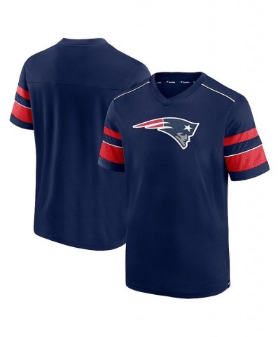 Men's Navy New England Patriots Textured Hashmark V-Neck T-shirt $25.84 T-Shirts