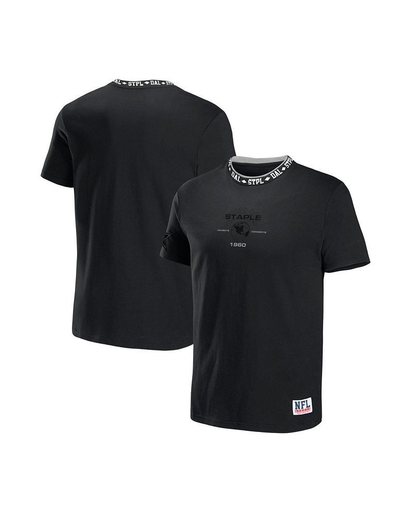 Men's NFL X Staple Black Dallas Cowboys Embroidered Fundementals Globe Short Sleeve T-shirt $16.40 T-Shirts