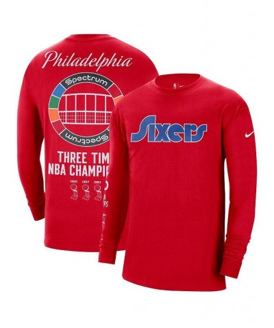 Men's Red Philadelphia 76Ers 2021/22 City Edition Courtside Heavyweight Moments Long Sleeve T-shirt $20.64 T-Shirts